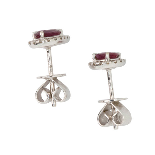 Natural Garnet and Diamond Milgrain Edwardian Earrings - Abhika Jewels