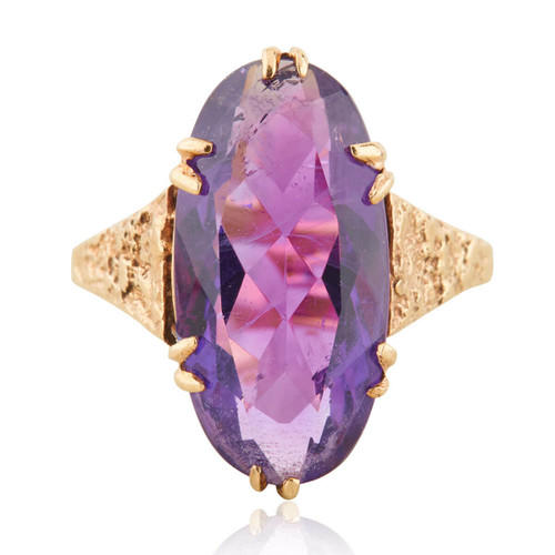 Vintage 9ct Gold Oval Amethyst Ring

