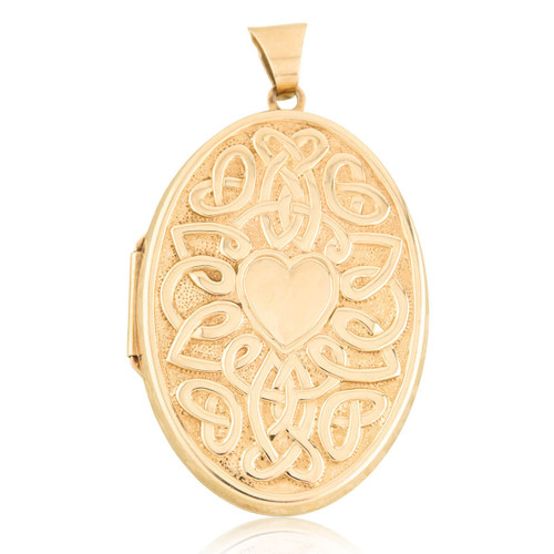 Second Hand 9ct Gold Heart Engraved Oval Locket