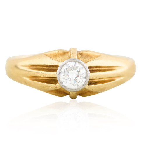 Vintage 18ct Gold Diamond Belcher Gypsy Ring – 0.40 Carat - Main View
