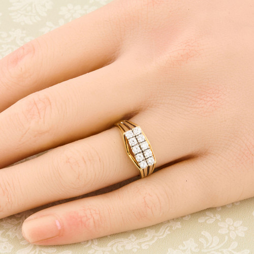 Second Hand 14ct Gold 2 Row Diamond Ring RH Jewellers