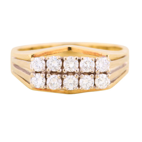 Second Hand 14ct Gold 2 Row Diamond Ring - Main View