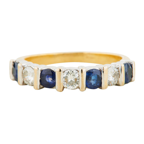 Second Hand 18ct Gold Sapphire & Diamond Eternity Ring – 7 Stone