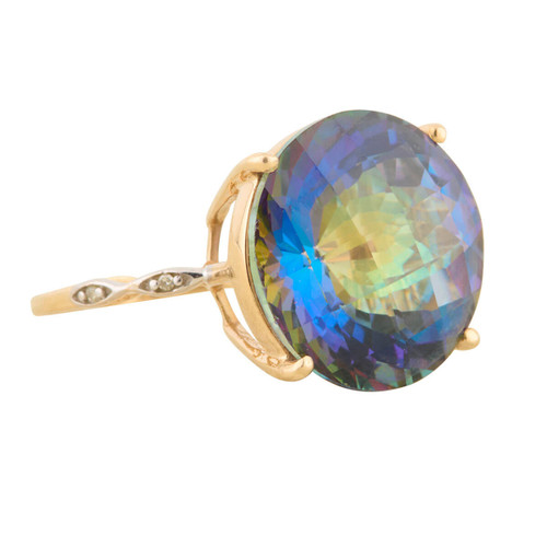 Second Hand 9ct Gold Mystic Topaz Ring