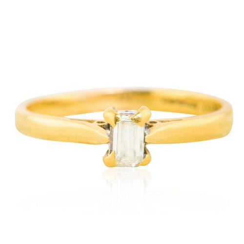 Second Hand 18ct Gold Baguette Diamond Solitaire Ring - Main View