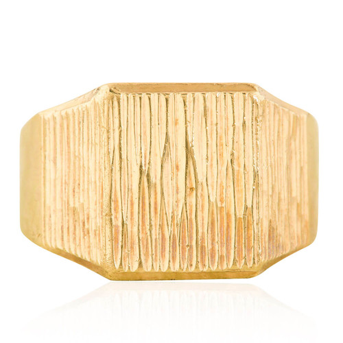 Second Hand 9ct Gold Rectangle Barked Signet Ring