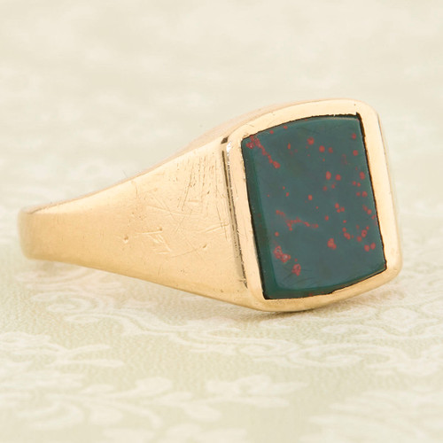 Second Hand Bloodstone 9ct Gold Ring RH Jewellers