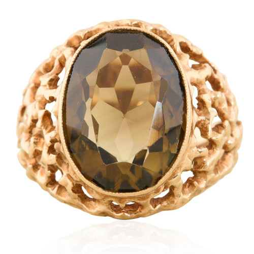 Second Hand 9ct Gold Smoky Quartz Signet Ring