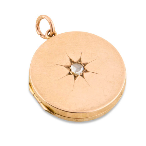Antique 9ct Gold Round Diamond Locket