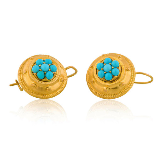 Antique 9ct Gold Turquoise Earrings