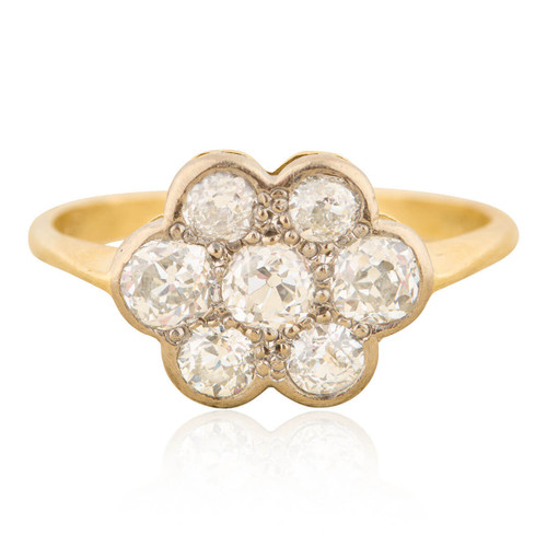 Second Hand 18ct Gold Old Cut Diamond Cluster Ring - 1.5 carat - Main View