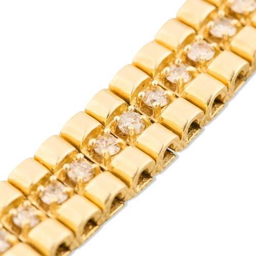 Second Hand 14ct Gold Curved Link Diamond Bracelet - 4.4 carats