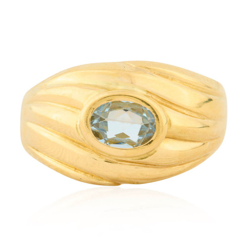 Second Hand 18ct Gold Blue Topaz Dress Ring Front View