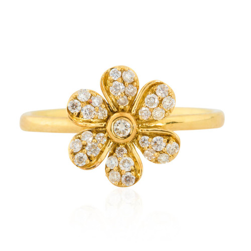Second Hand 18ct Gold Diamond Flower Ring Front View Second Hand 18ct Gold Diamond Flower Ring Front View