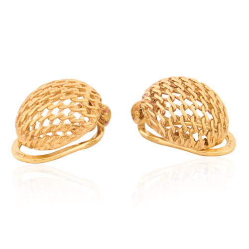 Vintage 9ct Gold Basket Clip On Earrings Main View