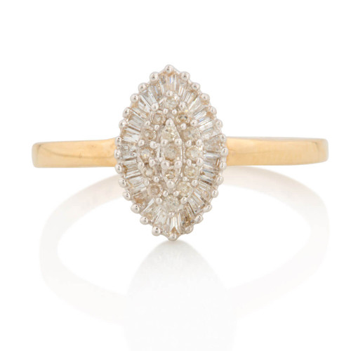 9ct Gold Diamond Marquise Cluster Ring Main View