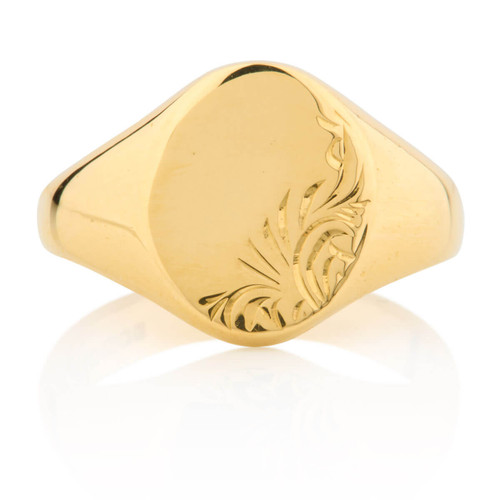 Second Hand 18ct Gold Oval Signet Ring Main View