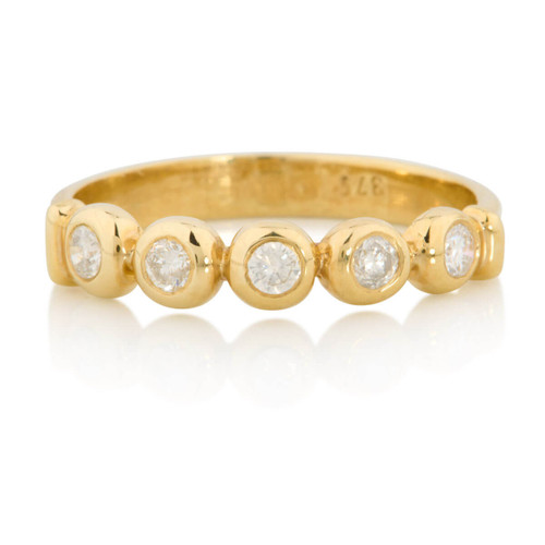 9ct Gold 5 Stone Bezel Set Diamond Ring Main View