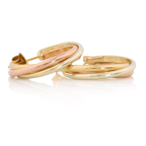 Second Hand 9ct 3 Colour Gold Twist Hoop Earrings Main View