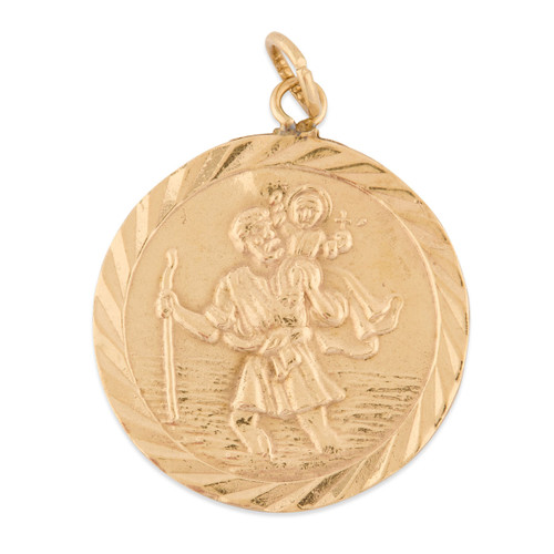 Vintage Large 9ct Gold St Christopher Pendant Main Image
