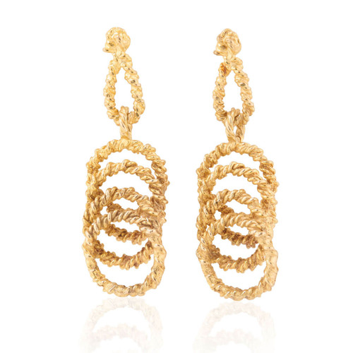 Second Hand 14ct Gold 4 Loop Drop Earrings - Main View