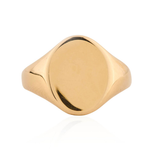 Vintage 9ct Gold Oval Signet Ring - Main View