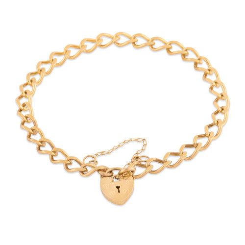 Second Hand 9ct Gold Curb Charm Bracelet - Main View