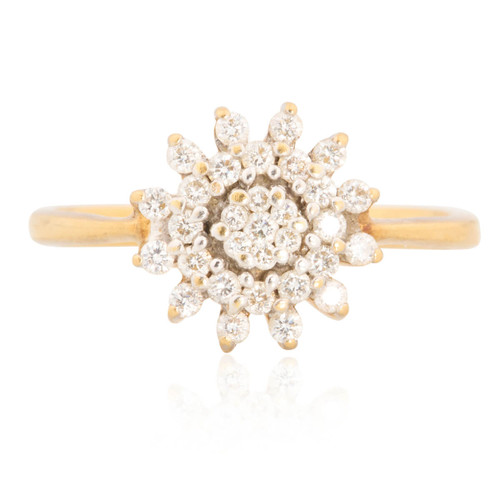 Vintage 18ct Gold Diamond Floral Cluster Ring – 0.45 carat - Main View