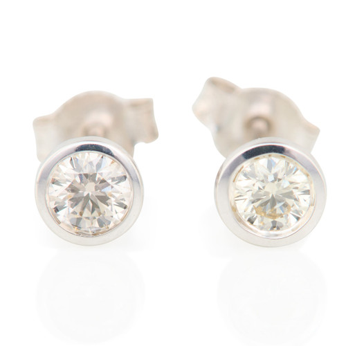18ct White Gold Diamond Stud Rub-Over Earrings – 0.40 carat - Main View