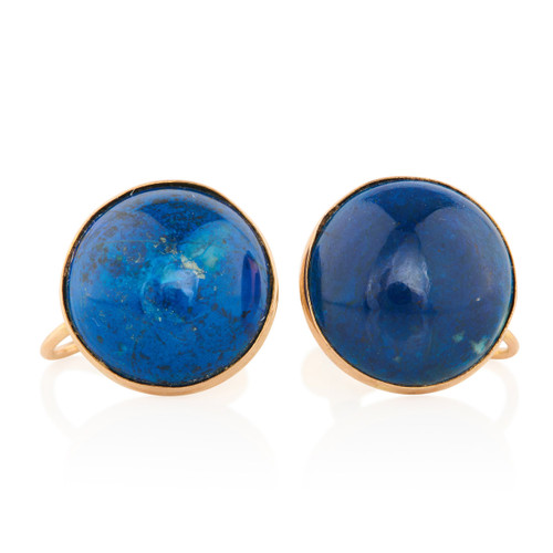 Antique 9ct Gold Lapis Lazuli Screw Back Earrings - Main View