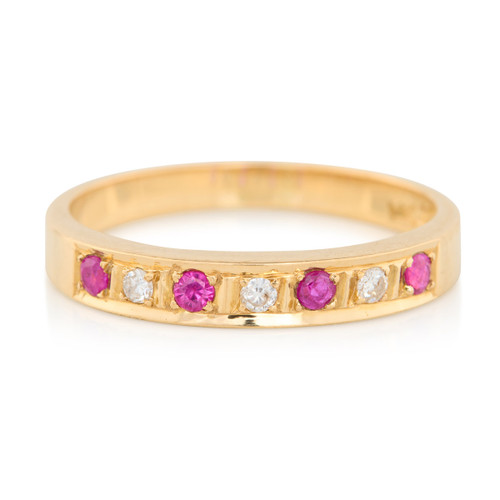 Second Hand 14ct Gold Ruby & Diamond Eternity Ring - Main View