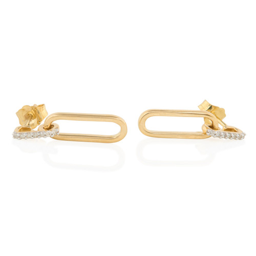 9ct Gold Diamond Paperclip Earrings - Main View