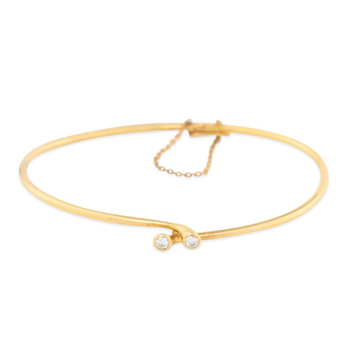 Vintage 18ct Gold Diamond Cross-Over Bangle - Main View