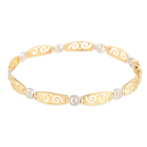 9ct Gold Swirl Panel Link Bracelet - Main View