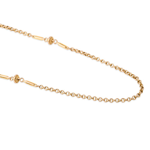 Antique 9ct Gold 19” Belcher with Bars and Beads Chain Necklace - Main View