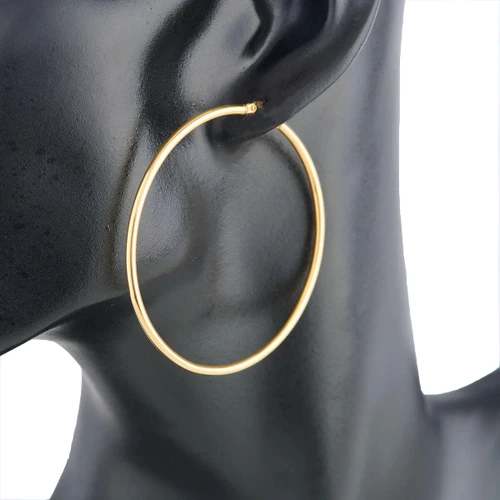 9ct Gold Large Hoop Earrings - Worn View