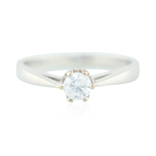 Second Hand 18ct White Gold Solitaire Cubic Zirconia Ring - Main View