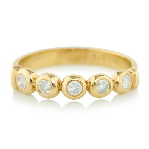 9ct Gold 5 Stone Rub-Over Diamond Ring - Front View