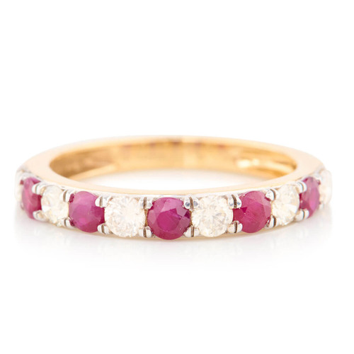 9ct Gold Ruby & Diamond Eternity Ring - Front View