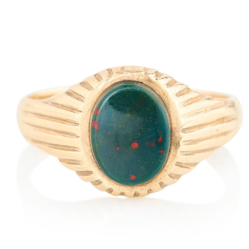 Vintage 9ct Gold Bloodstone Signet Ring - 1973-1974 - Main View