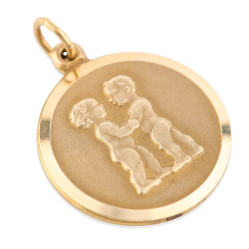  Vintage 9ct Gold Gemini Twin Babies Pendant - 1964-1965 - Main View