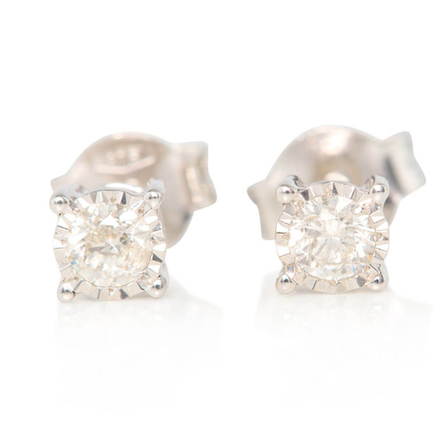 9ct White Gold Diamond Stud Earrings in Miracle Setting – 0.22 / 0.60 carat - Main View