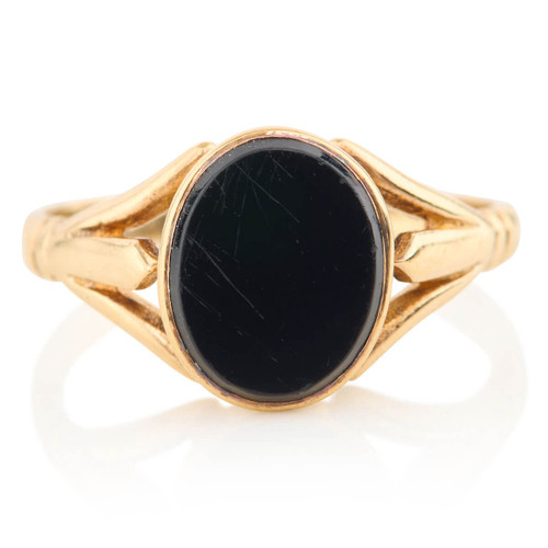 Second Hand Ladies 9ct Gold Onyx Signet Ring - 1981 - Main View