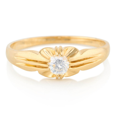 Second Hand 14ct Gold Cubic Zirconia Belcher Gypsy Ring - Main View