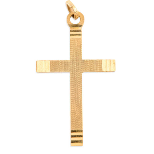 Second Hand 9ct Gold Textured Cross Pendant - Main View