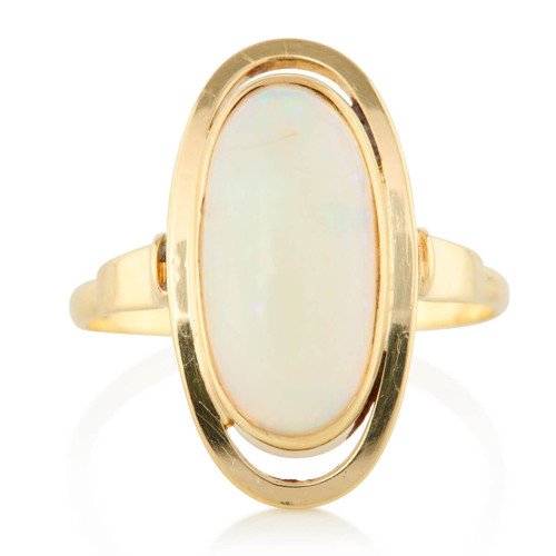 Second Hand 14ct Gold Oval Opal Ring - Main View