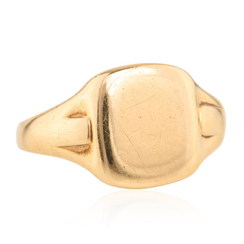 Vintage 9ct Gold Cushion Signet Ring – 1946 -1947 – Size U - Main View