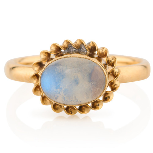 Vintage 9ct Gold Moonstone Dress Ring – 1950-1951 - Front View