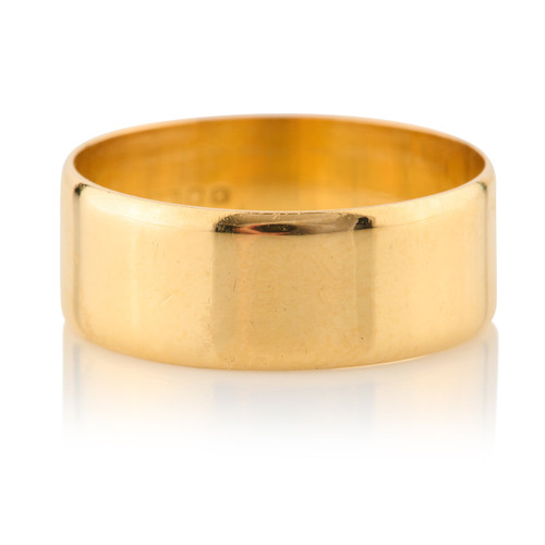 Second Hand 18ct Gold Flat Wedding Ring 7mm - Size P - Main View