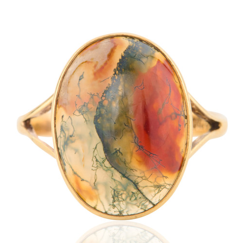 Vintage 9ct Gold Moss Agate Ring – 1973-1974 - Main View